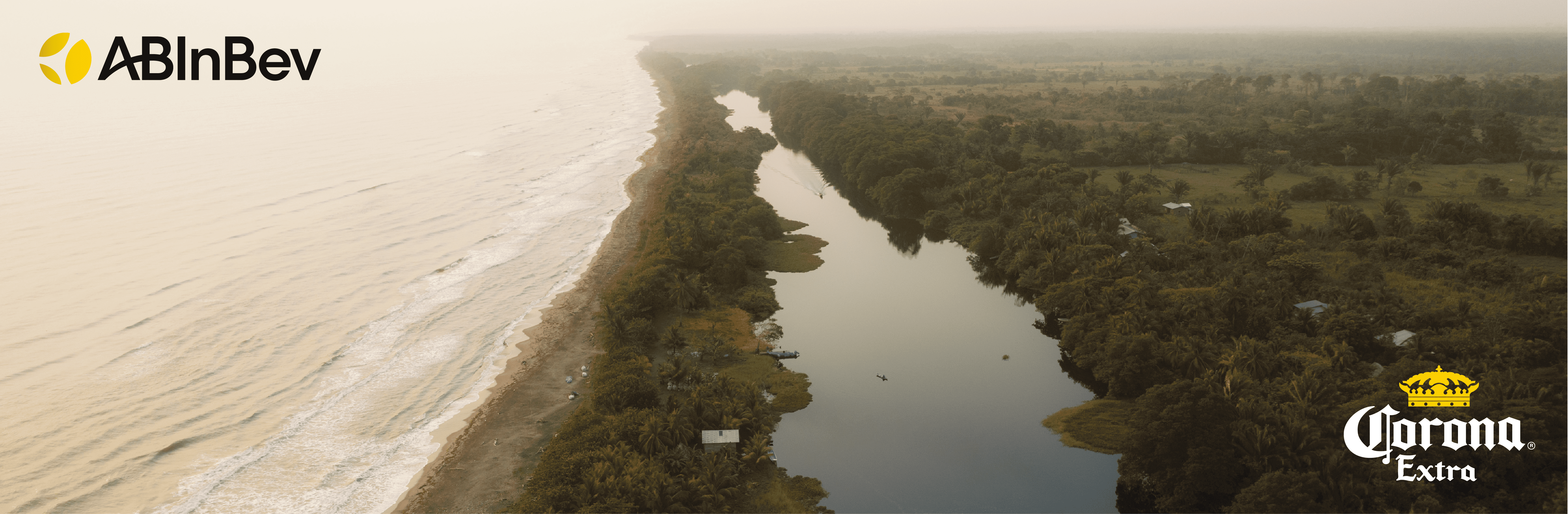 Aerial photo of farmland and a river