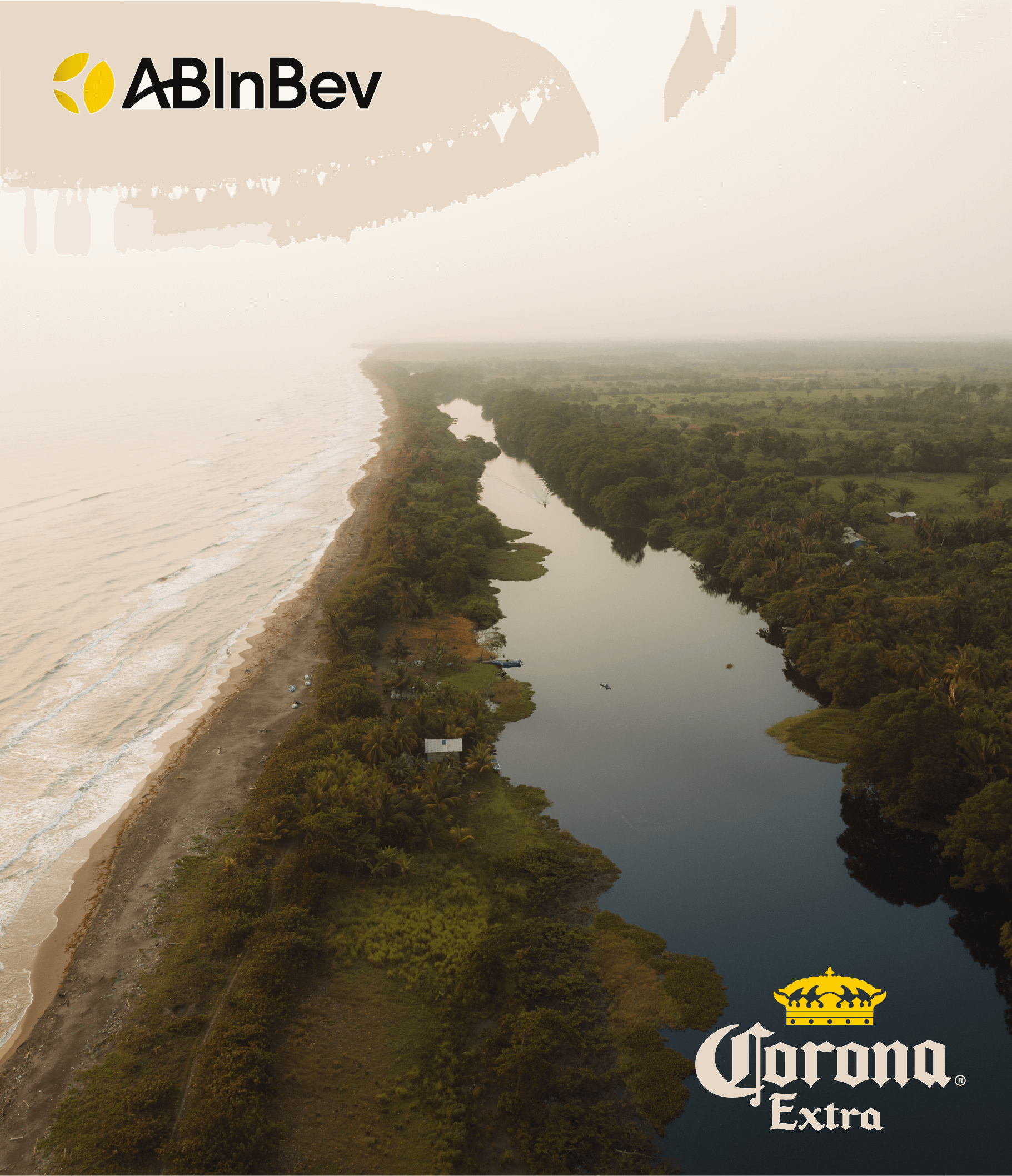 Aerial photo of farmland and a river